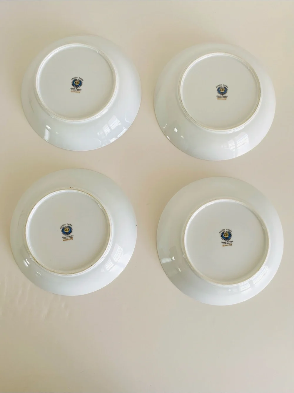 Kongo Japan Floral Bowl Set 4 Hand Painted Porcelain Romance Gold Trim Vintage